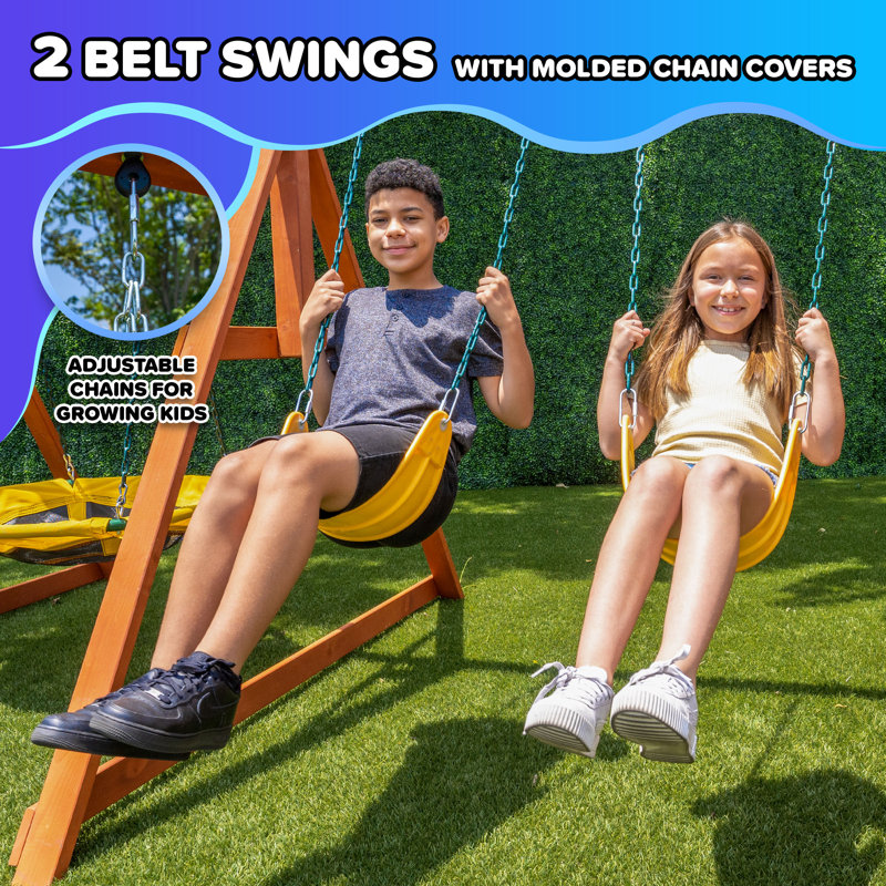 Sportspower Sandalwood Wooden Swing Set with Lifetime Warranty on